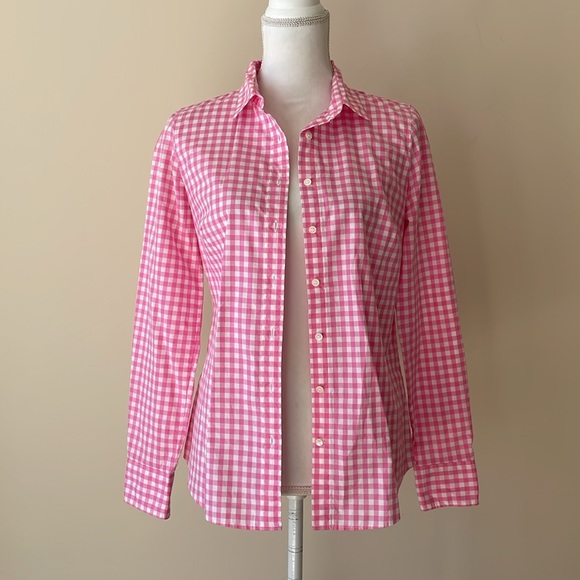 J. Crew Perfect Pink Gingham Shirt - Picture 4 of 9